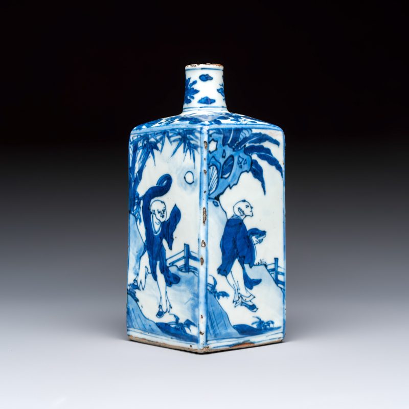 A Chinese blue and white 'Playing Boys' square flask - 图6