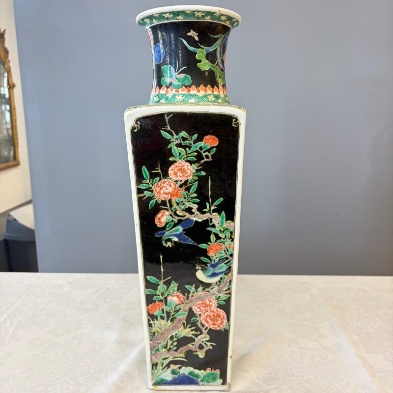 A Chinese famille noire square vase with birds among flowering branches - 图12