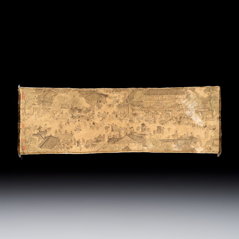 清明上河圖 | A Chinese brocade 'Qing Ming Shang He Tu 清明上河圖' panel