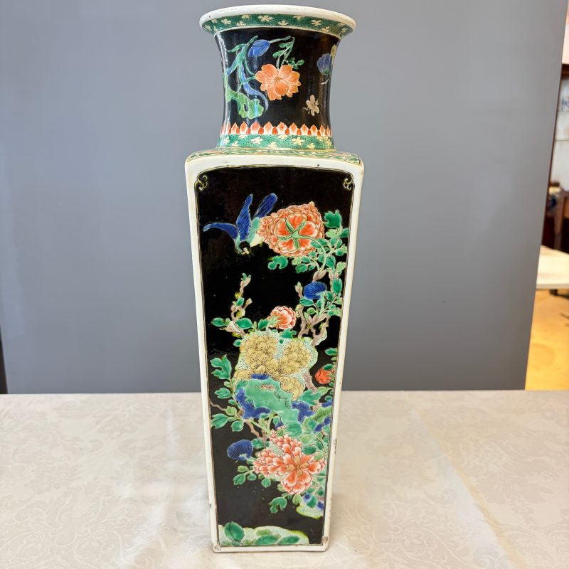 A Chinese famille noire square vase with birds among flowering branches - 图14