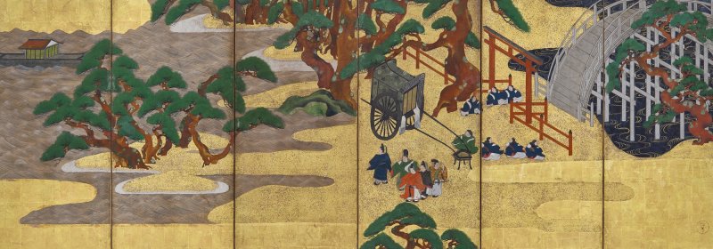 Anonymous, Chapters Fourteen and Sixteen from the Tale of Genji (Genji monogatari), Sealed I’nen, Edo period, 17th century |源氏物語図屏風　伊年印　江戸時代前期　17世紀中頃 - 图2