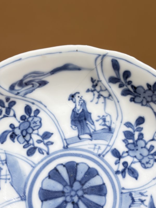 清康熙 青花人物花卉纹盘四只 - 图13