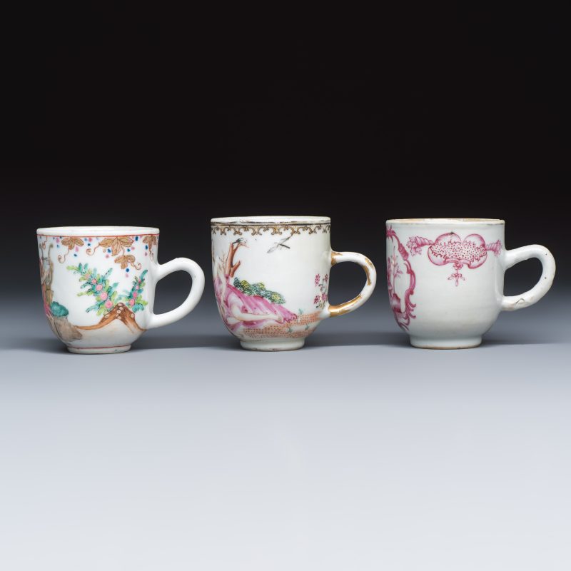 Three fine Chinese famille rose export porcelain cups - 图3