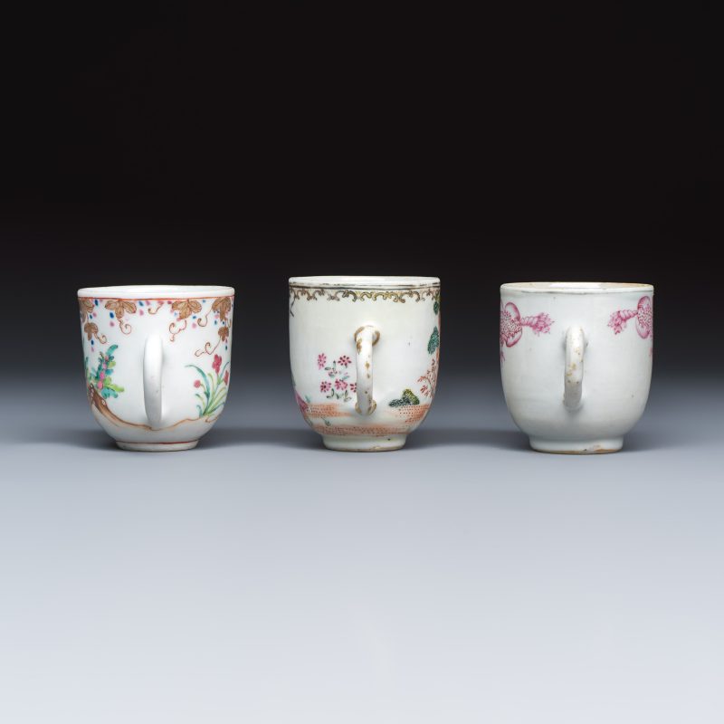 Three fine Chinese famille rose export porcelain cups - 图4