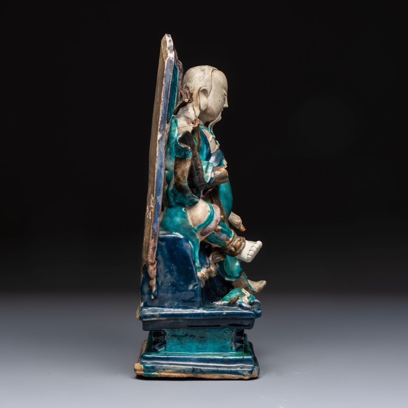 A Chinese Fahua-glazed stoneware model of Zhenwu - 图5