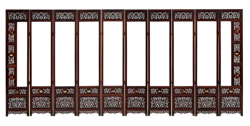 A fine huanghuali ten-panel screen - 图2