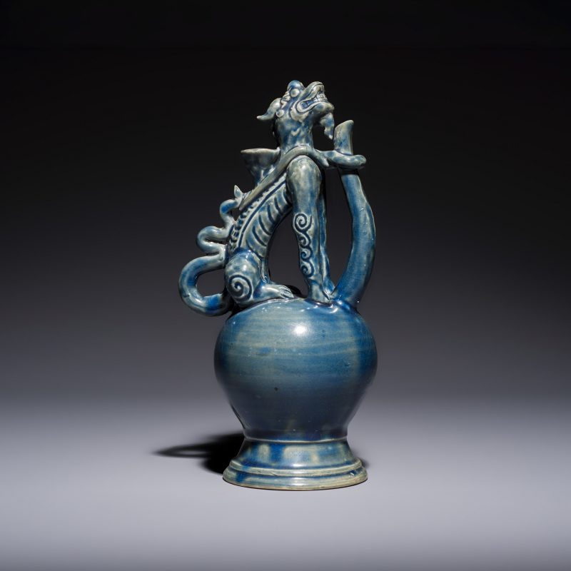 A Vietnamese or Annamese blue-glazed 'Qilin' ewer