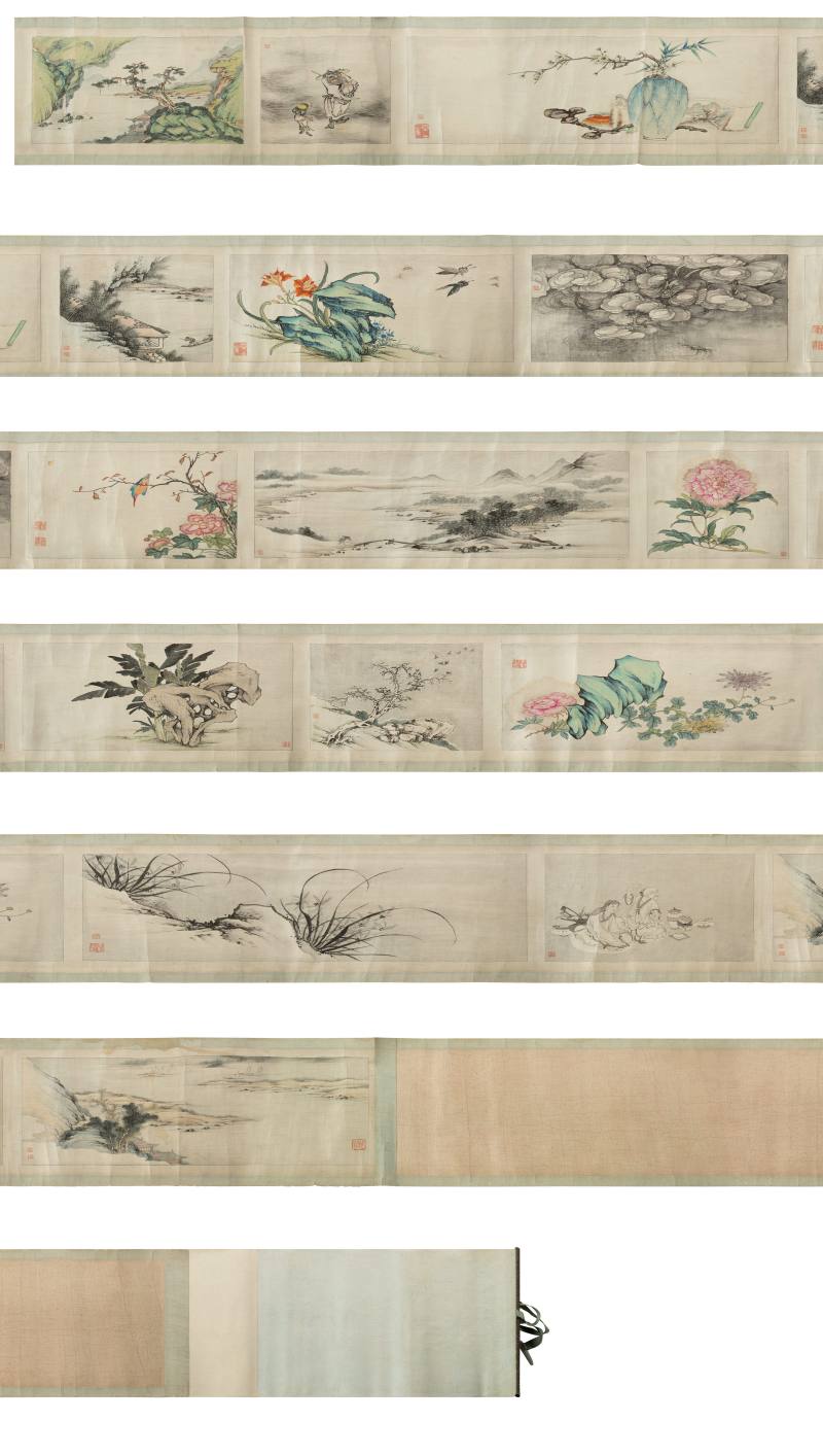 A long handscroll composed of fifteen various paintings - 图1