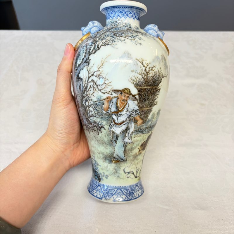 漁樵耕讀 | A set of four Chinese famille rose 'Yu Qiao Geng Du 漁樵耕讀' vases - 图9