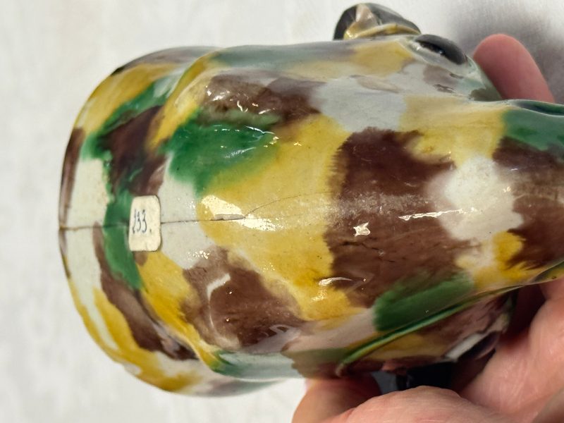 A Chinese famille verte sancai biscuit rhyton or libation cup in the shape of a buffalo head - 图20