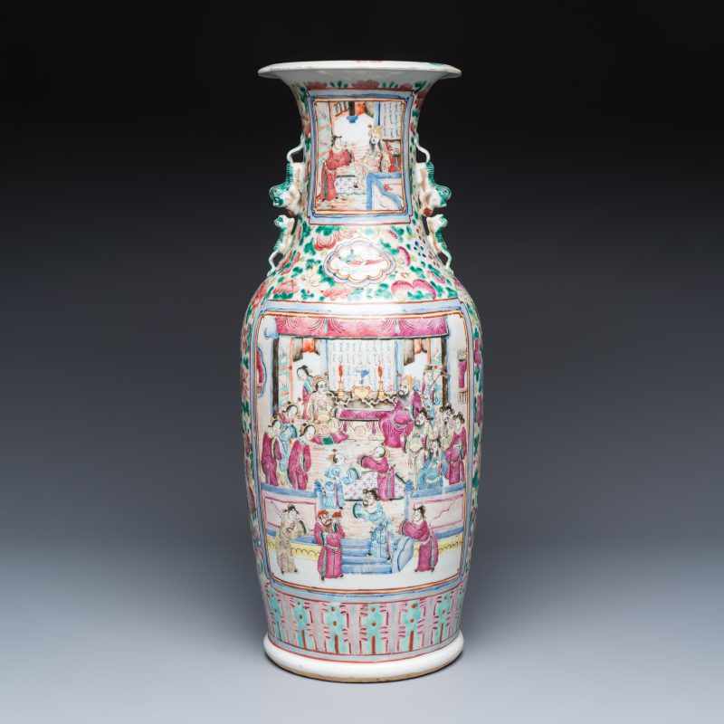A Chinese famille rose vase with narrative design