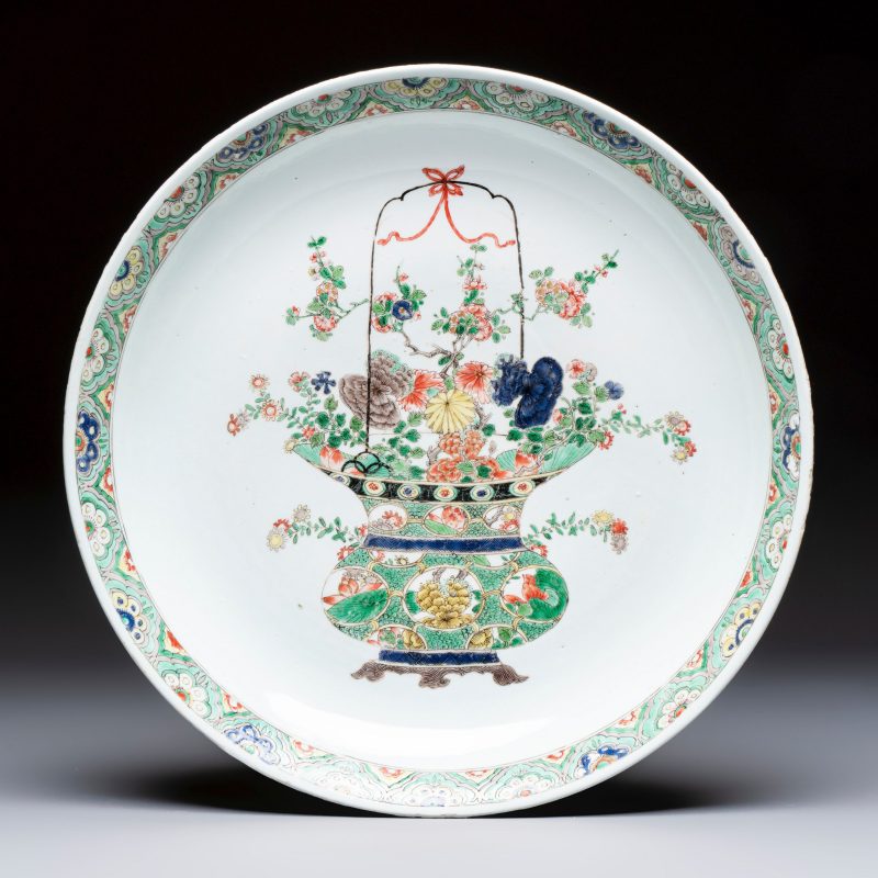 A Chinese famille verte 'Flower Basket' dish