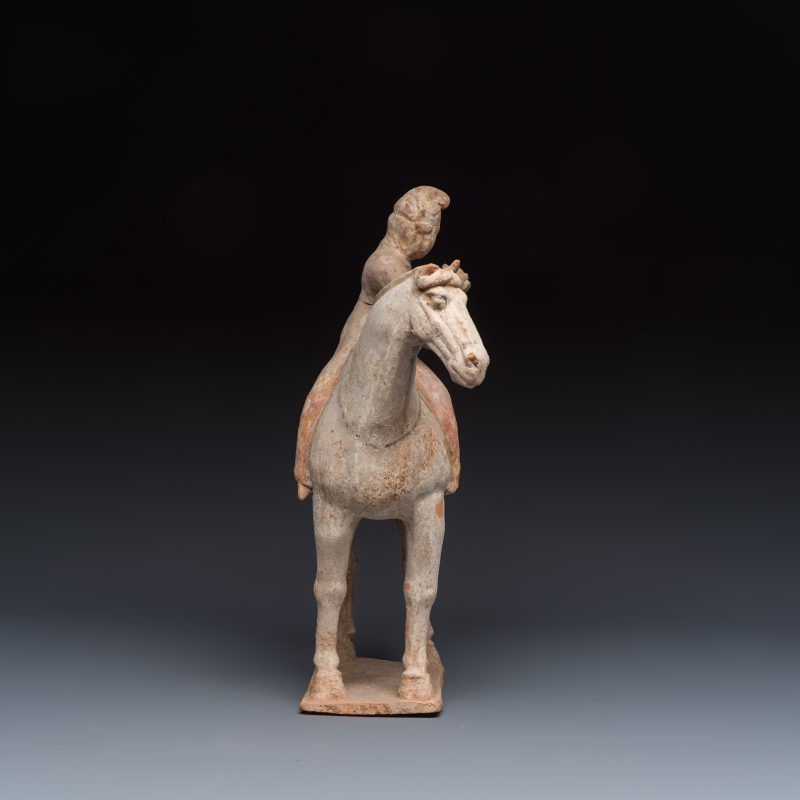 Two Chinese painted pottery 'Horserider' groups - 图5