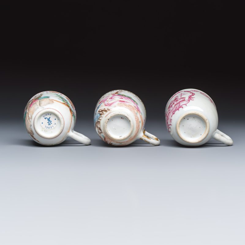 Three fine Chinese famille rose export porcelain cups - 图8