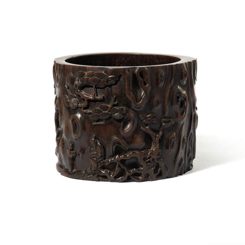 A zitan tree-trunk-form scroll pot - 图1