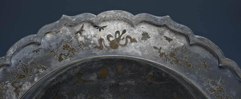 A large mixed metal pewter inlay dish 'Leaping the Dragon Gate', Xi Lian Pen (wash basin) - 图16