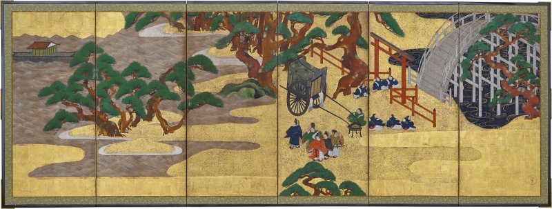 Anonymous, Chapters Fourteen and Sixteen from the Tale of Genji (Genji monogatari), Sealed I’nen, Edo period, 17th century |源氏物語図屏風　伊年印　江戸時代前期　17世紀中頃 - 图3