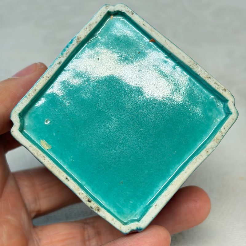 A Chinese robin’s egg-glazed 'Chilong' square brush pot and a brush washer - 图25