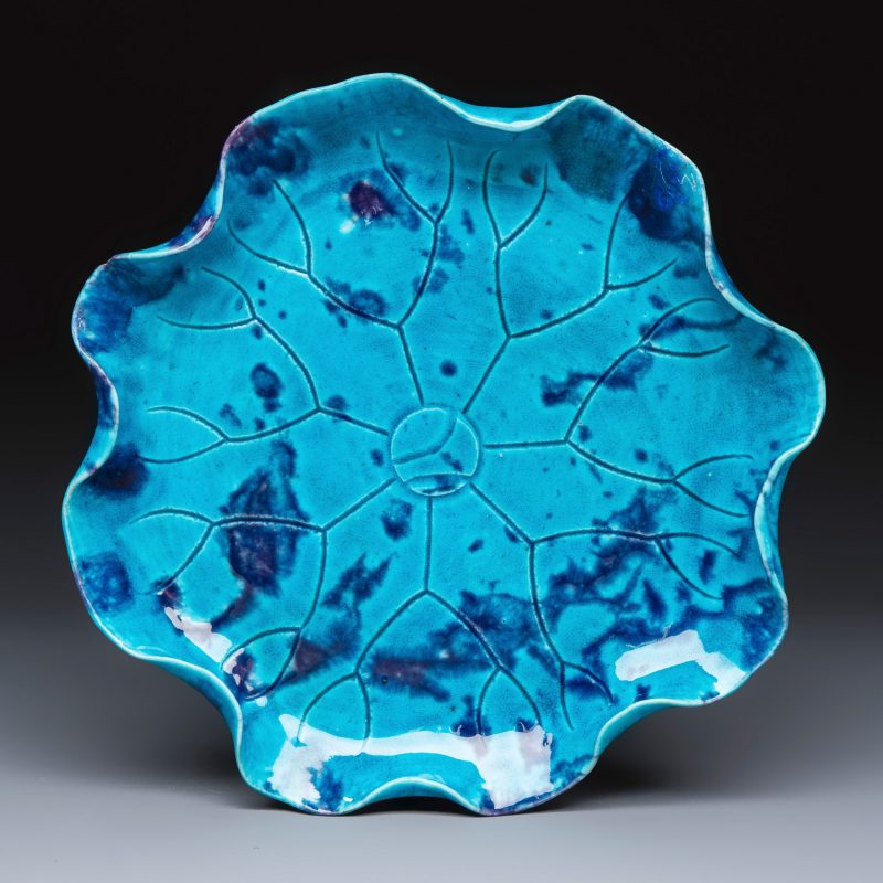 A Chinese turquoise-glazed purple-splashed 'Lotus Leaf' dish - 图1