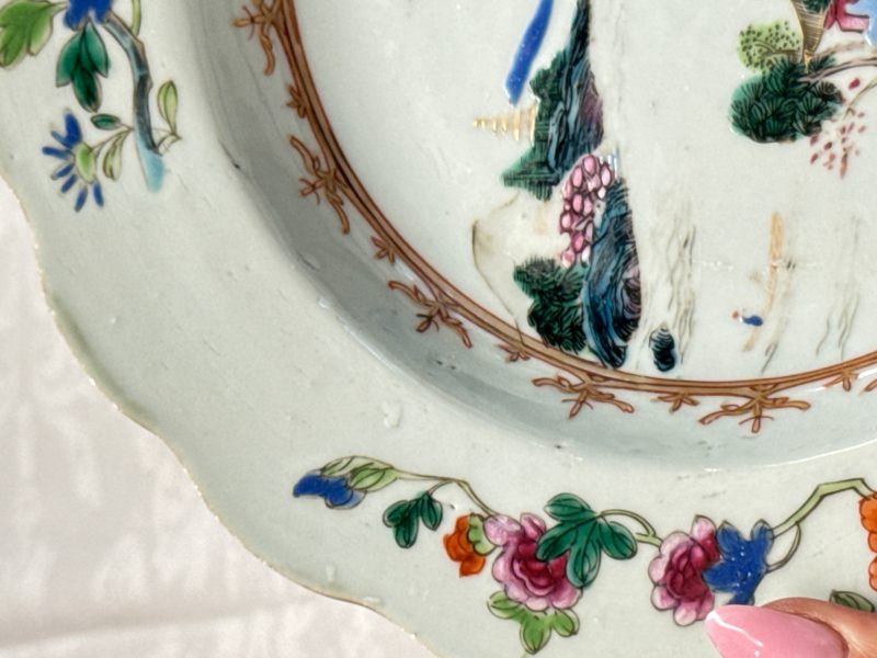 Four Chinese famille rose 'Riverscape' plates - 图45