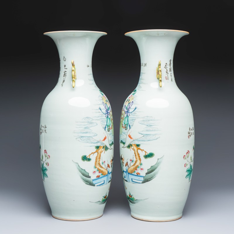 A pair of Chinese famille rose 'Immortals' vases - 图3