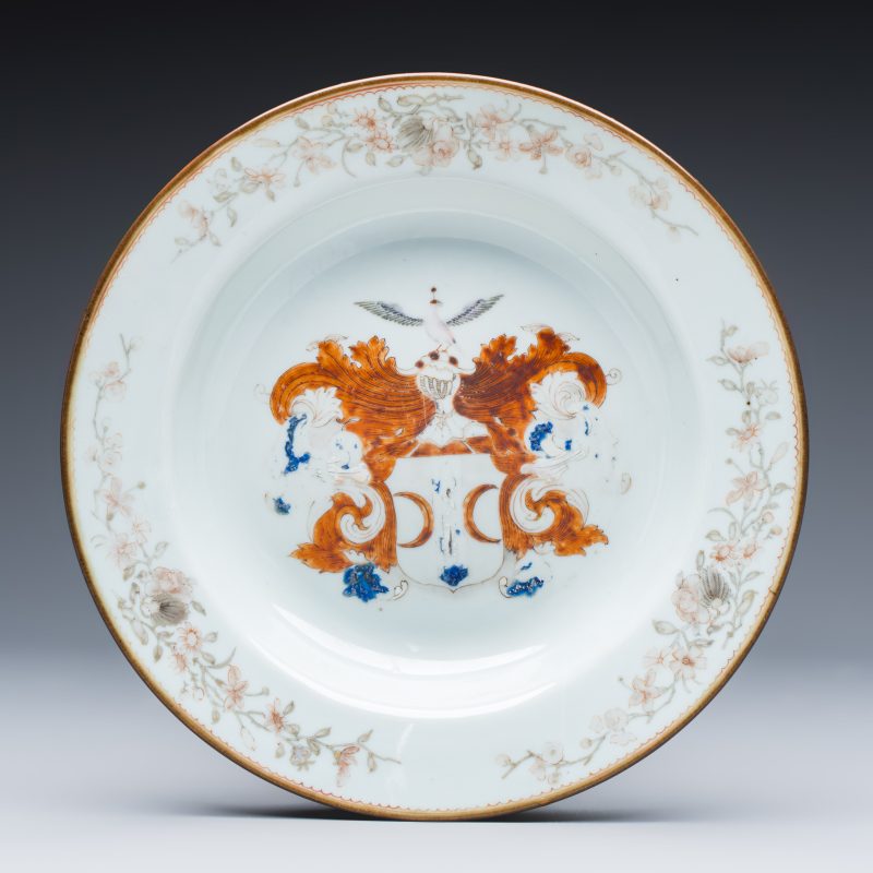 A Chinese famille rose armorial plate with the arms of Valckenier of Amsterdam for the Dutch market