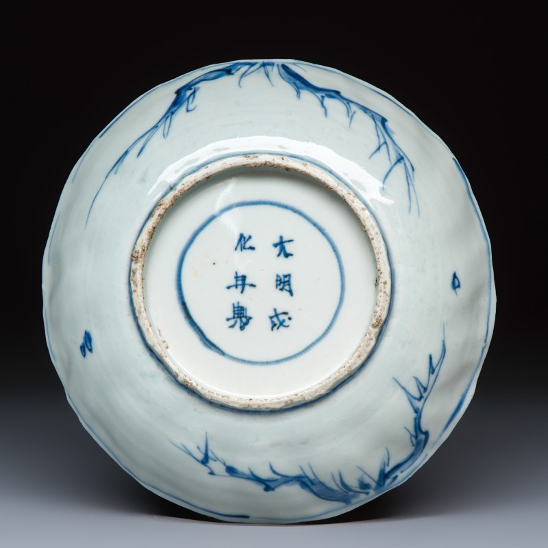 Six Chinese blue and white Ko-sometsuke 'Crane' plates for the Japanese market - 图3