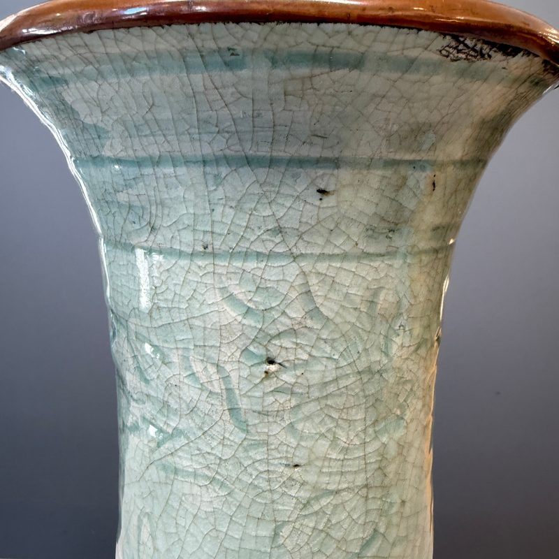 A Chinese Longquan celadon-glazed incised 'Peony' yenyen vase - 图23