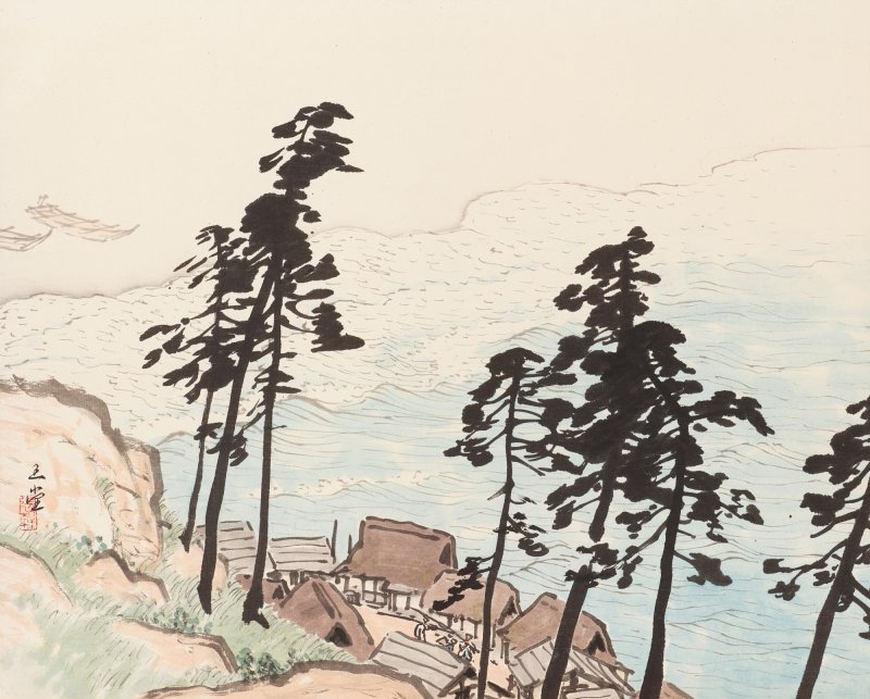 Kawai Gyokudo (1873-1957), Wind Through the Pines, Voice of the Tide (Shorai chosei), Showa period, mid-20th century | 川合玉堂　松籟潮聲　昭和時代　20世紀半ば