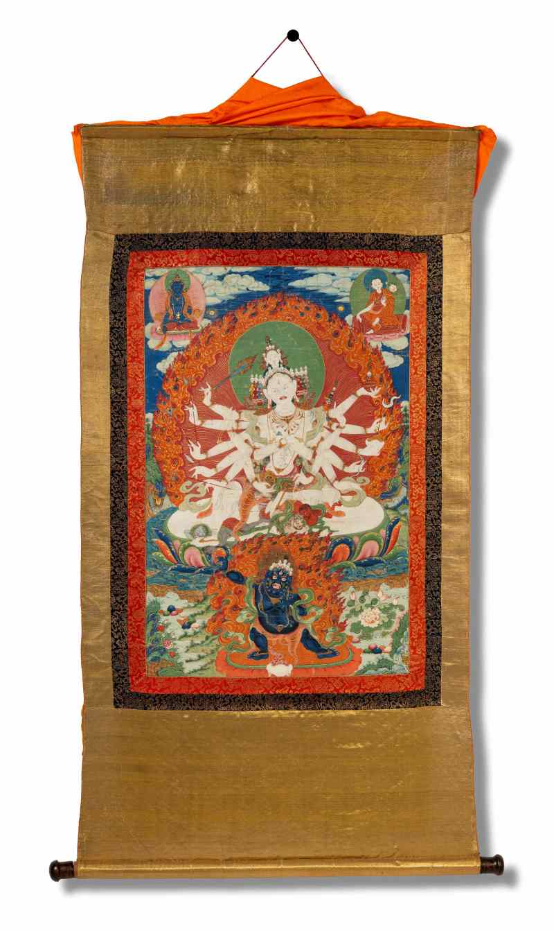 A Thangka of Sahasrabhūja Avalokiteśvara with Mahākāla - 图1