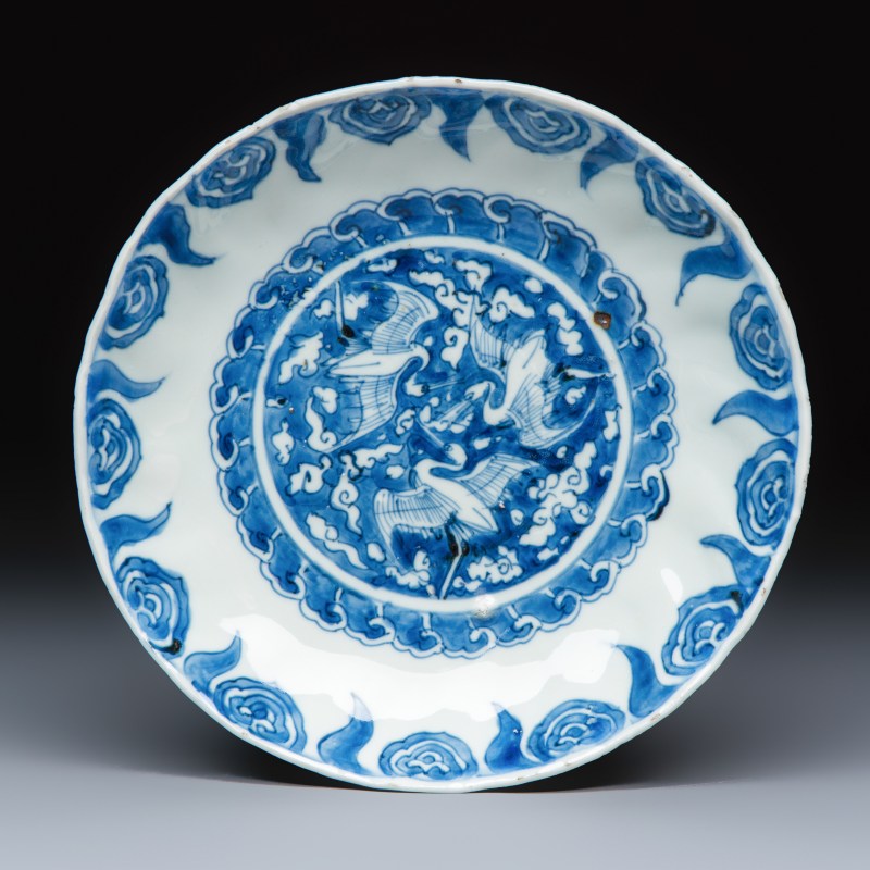 Six Chinese blue and white Ko-sometsuke 'Crane' plates for the Japanese market - 图4