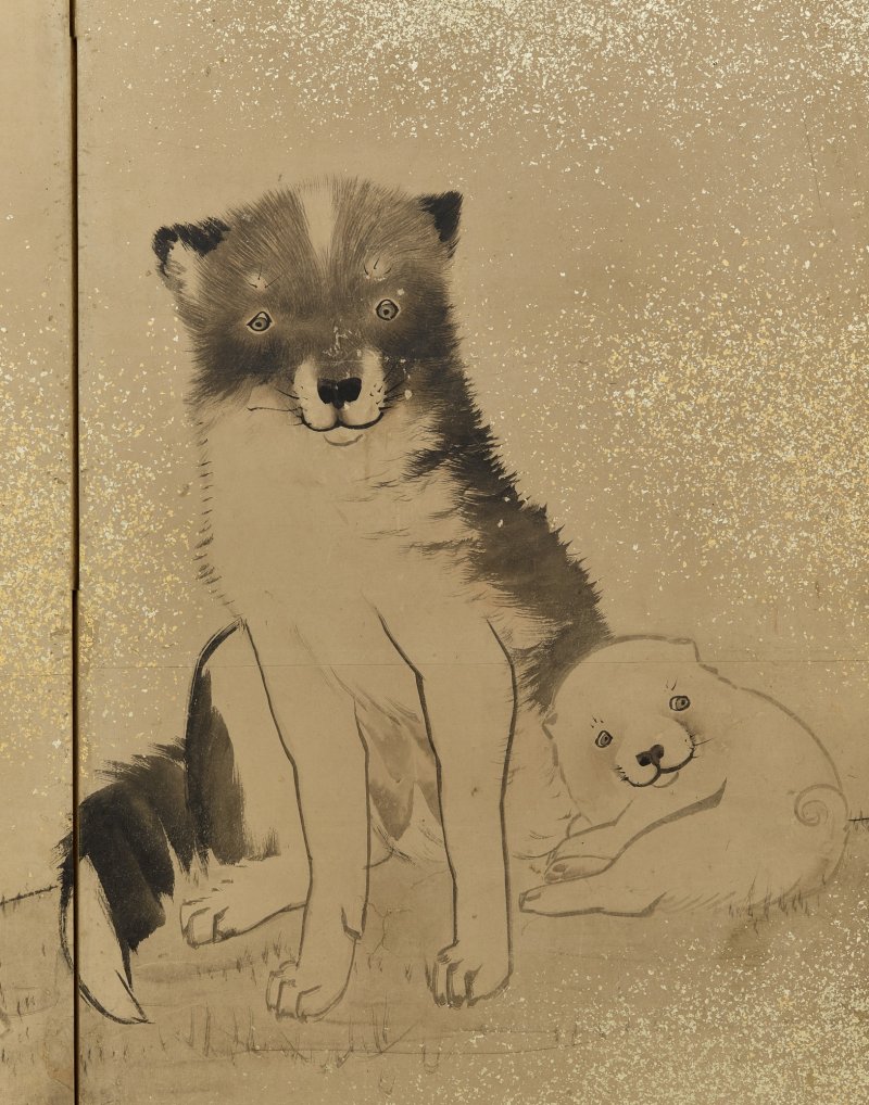Nagasawa Rosetsu (1754-1799), Dogs and puppies, Edo period, late 18th century | 長沢蘆雪　群犬図屏風　江戸時代中期　18世紀後半 - 图3