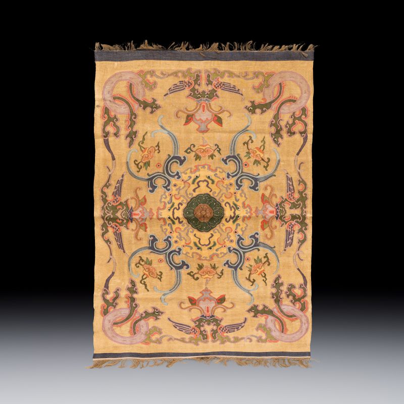 A Chinese kesi panel with floral design