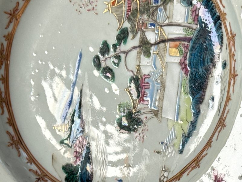 Four Chinese famille rose 'Riverscape' plates - 图49
