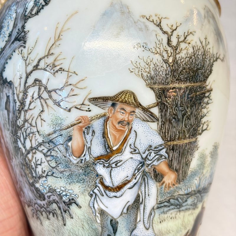 漁樵耕讀 | A set of four Chinese famille rose 'Yu Qiao Geng Du 漁樵耕讀' vases - 图11