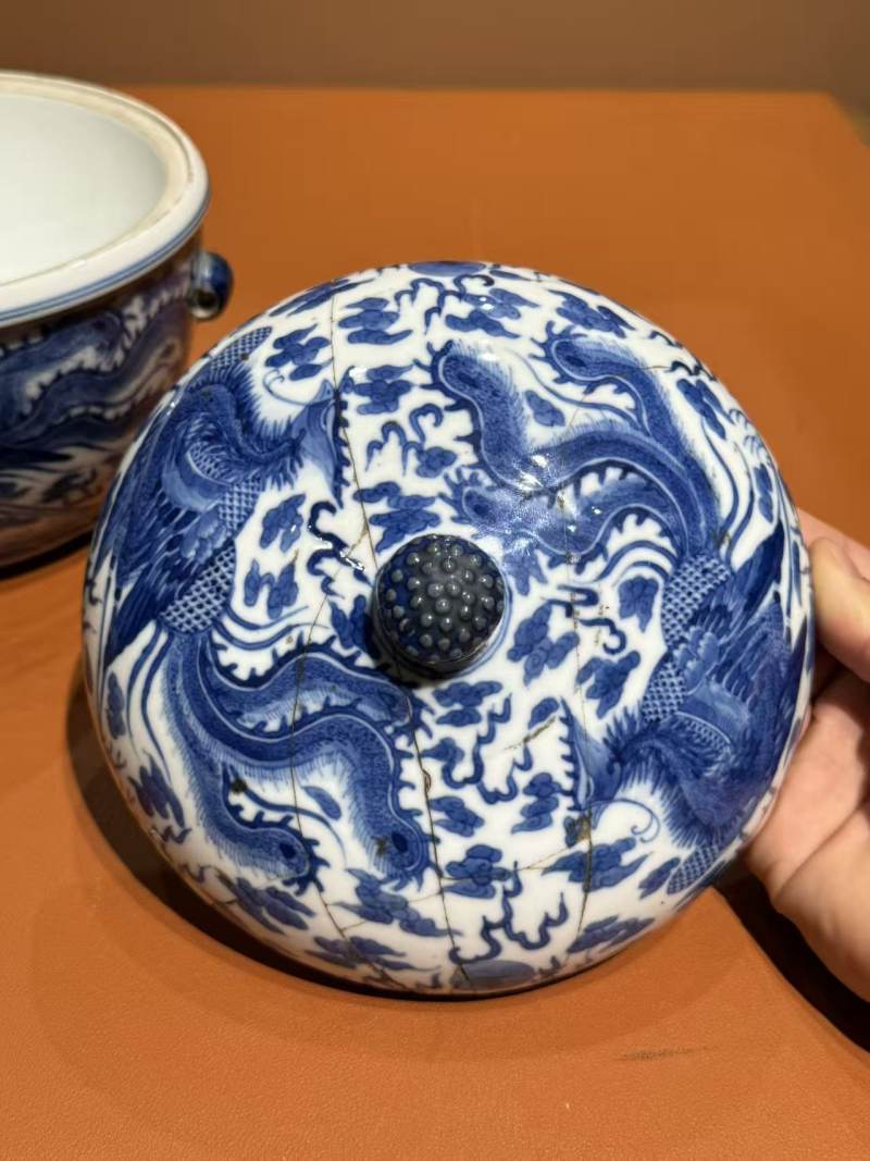 清光绪青花凤纹温锅 - 图4