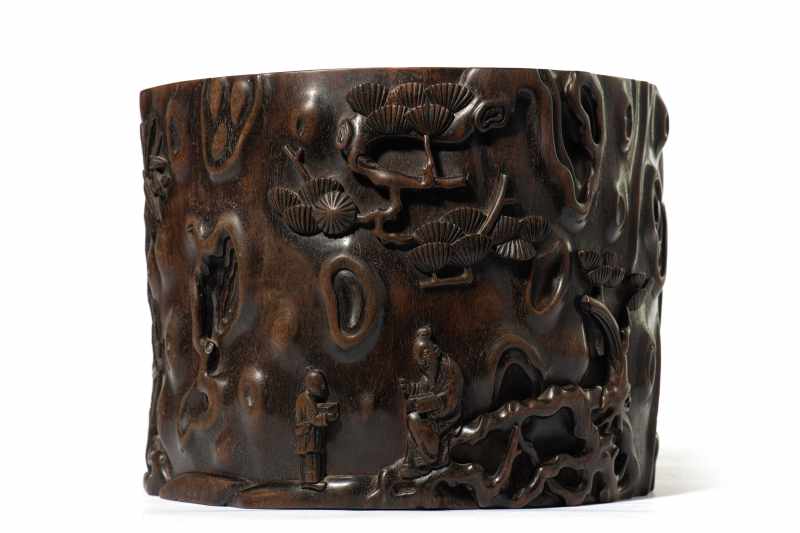 A zitan tree-trunk-form scroll pot - 图2