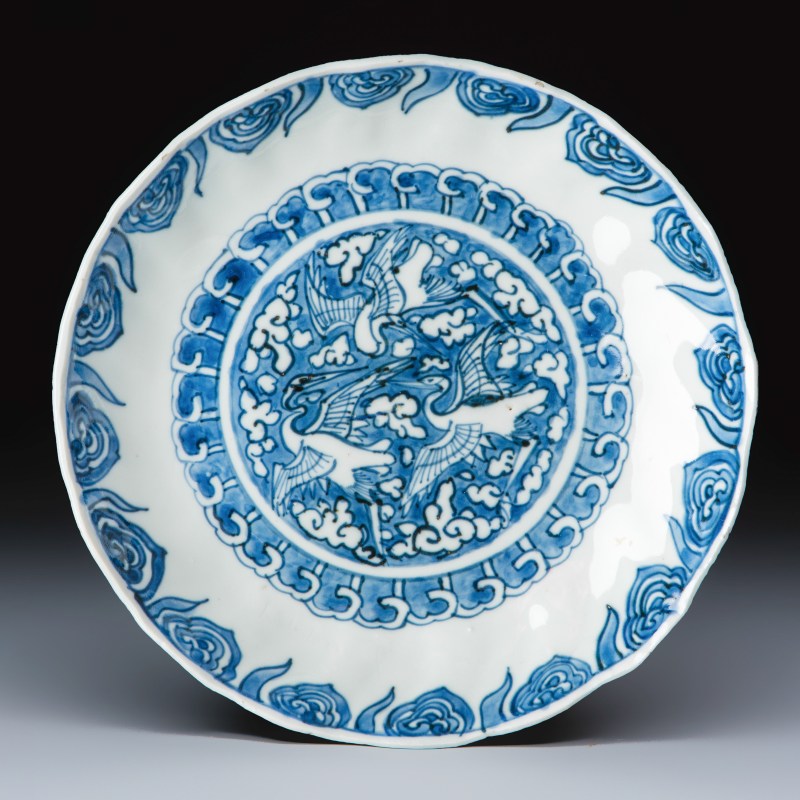 Six Chinese blue and white Ko-sometsuke 'Crane' plates for the Japanese market - 图8