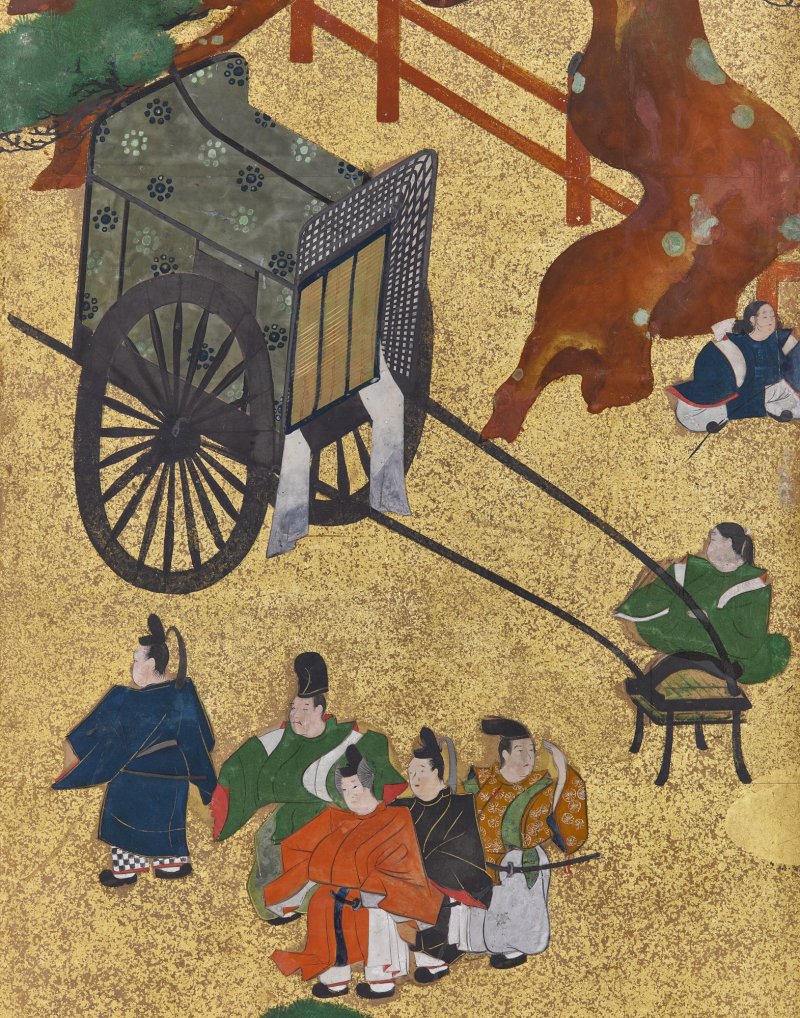 Anonymous, Chapters Fourteen and Sixteen from the Tale of Genji (Genji monogatari), Sealed I’nen, Edo period, 17th century |源氏物語図屏風　伊年印　江戸時代前期　17世紀中頃 - 图5