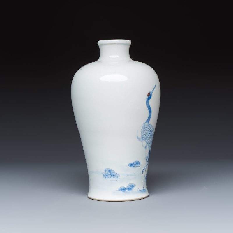 A Chinese blue, white and copper-red 'Crane' vase - 图4