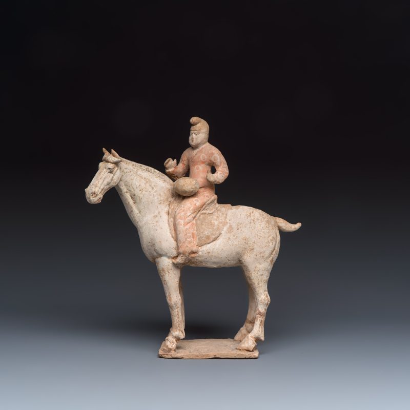 Two Chinese painted pottery 'Horserider' groups - 图8