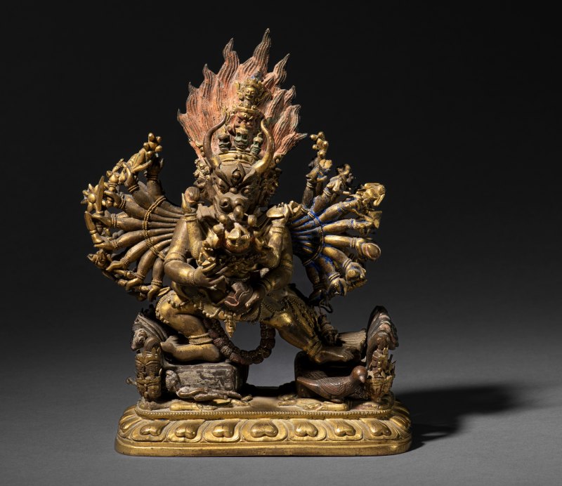 A parcel gilt-bronze figure of Yamantaka Vajrabhairava and Vajravetali - 图10
