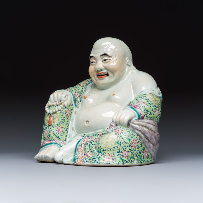 A Chinese famille rose Milefo Buddha - 图1