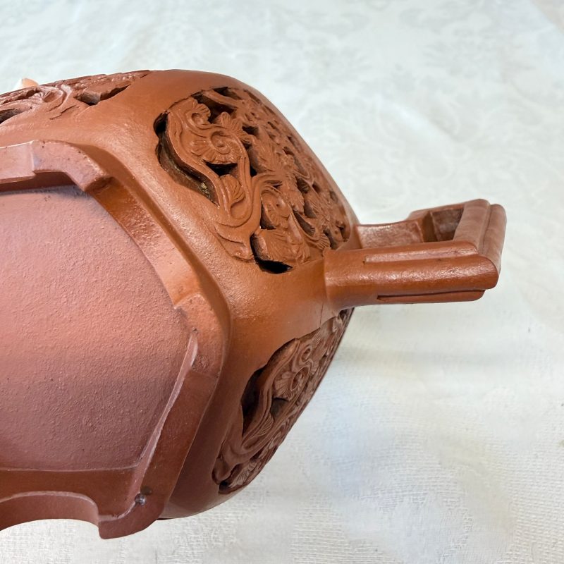 A Chinese Yixing stoneware openworked double-walled teapot and cover with floral design - 图24
