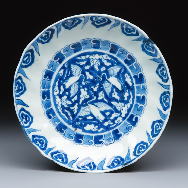 Six Chinese blue and white Ko-sometsuke 'Crane' plates for the Japanese market - 图12