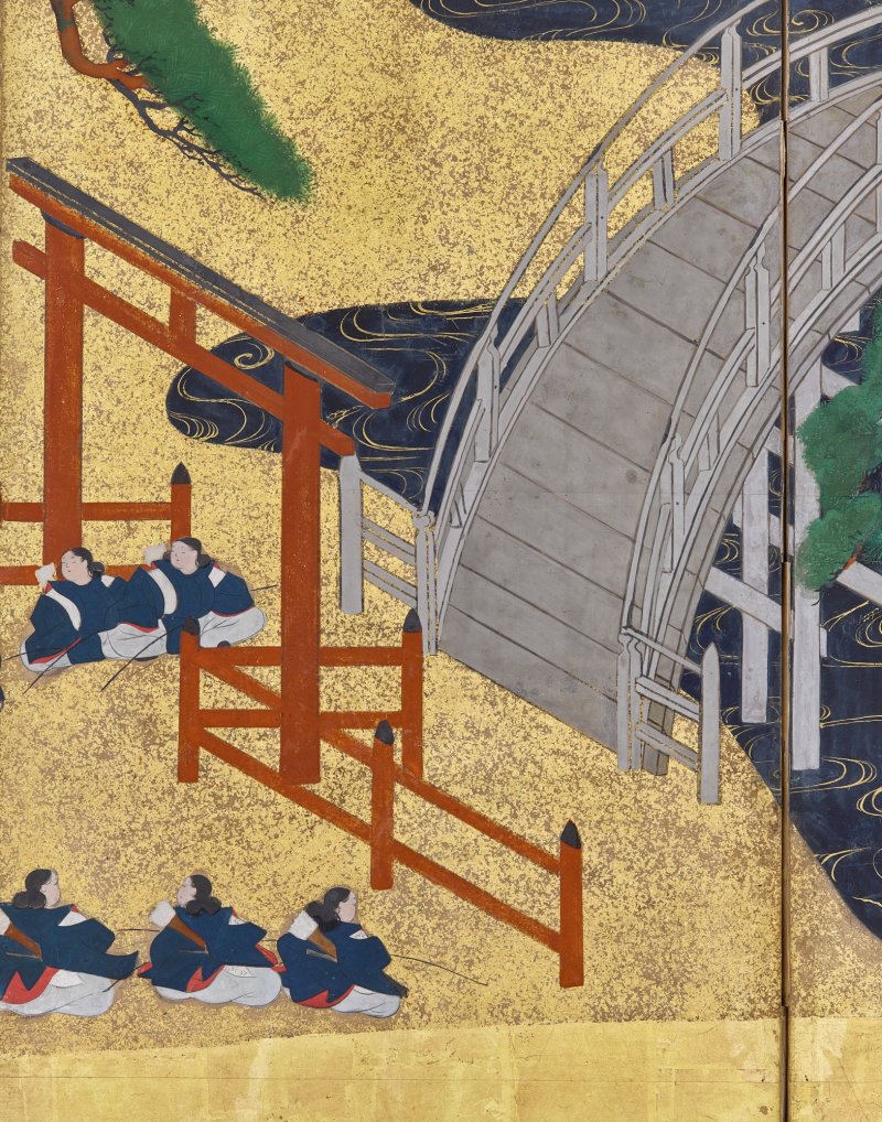 Anonymous, Chapters Fourteen and Sixteen from the Tale of Genji (Genji monogatari), Sealed I’nen, Edo period, 17th century |源氏物語図屏風　伊年印　江戸時代前期　17世紀中頃 - 图6