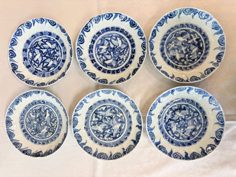 Six Chinese blue and white Ko-sometsuke 'Crane' plates for the Japanese market - 图14