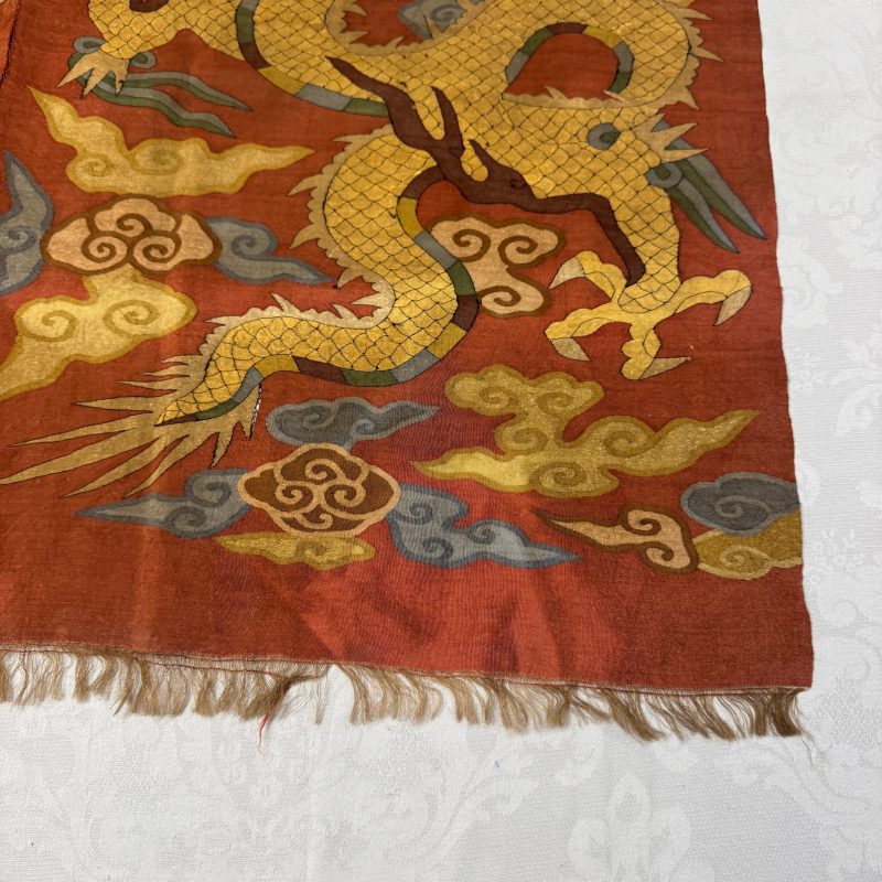 A Chinese coral-ground kesi 'Dragons' panel - 图5