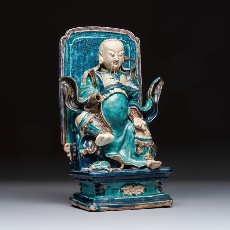 A Chinese Fahua-glazed stoneware model of Zhenwu - 图1