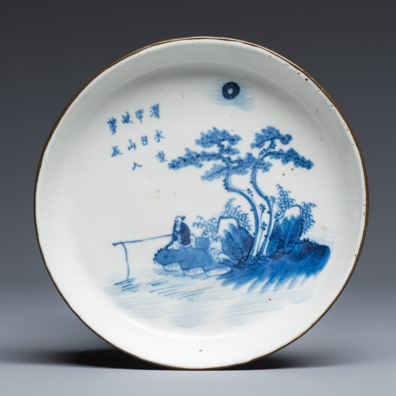 Five Chinese blue and white 'Bleu de Hue' 'Riverscape' plates - 图2